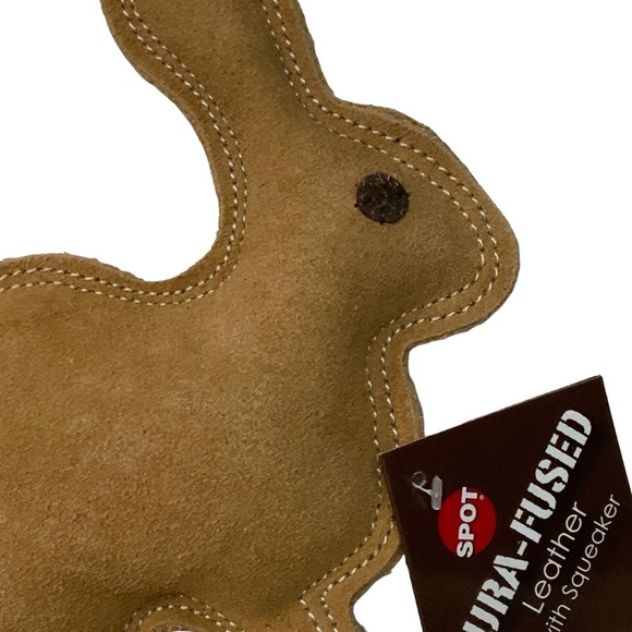 Spot Dog Toy Fused Leather Squeaky Rabbit Strong Durable Toy Ethical Products - Picture 6 of 16